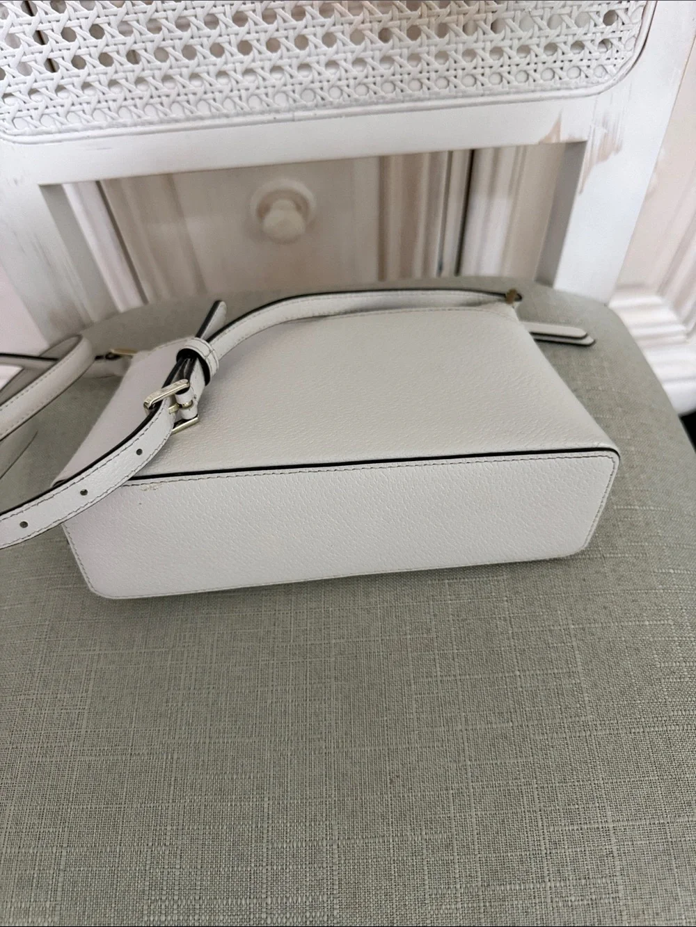 kate spade White Pebbled Leather  Crossbody Purse
